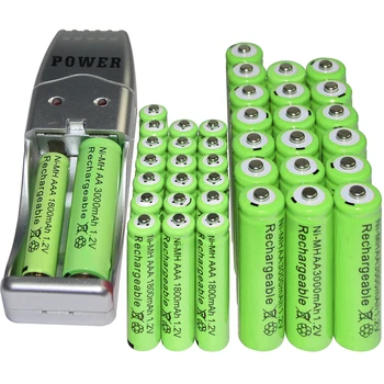 2-24 AA 2A AAA 3A Zaļo Krāsu 1.2 V Ni-MH 1800mAh Akumulators + akumulatora Lādētājs USB