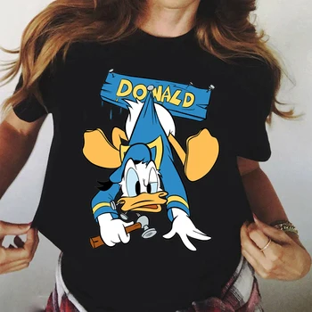 T Krekls sievietēm Disney Donald Duck Kawaii Harajuku Ullzang Cute karikatūra meitenes T-krekls Grafiskais Tshirt sieviešu Modes Top tee vīriešu