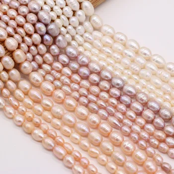 Dabiskā Saldūdens Pērļu Krelles Rīsu Formas Reālas Pērles, Pērļu Rotaslietas Pieņemšanas DIY Sieviešu Aproce, Kaklarota, Auskari Aksesuāri