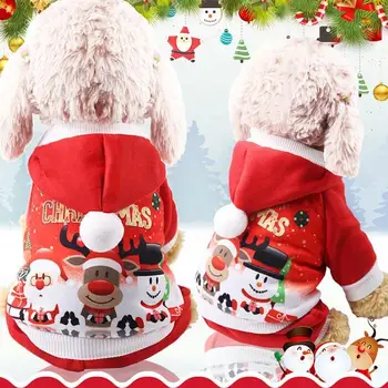Jaunums Rudens Ziemas Ziemassvētku Sniegavīrs Elk Modelis Pet Suns, Kostīmi Apģērbi ar Cepuri Smieklīgi Kapuci Mētelis par Dzīvnieku S7I3