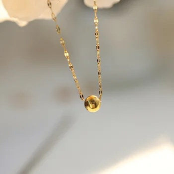 Ir 2021. Korejas Vienkārši Modes Gold Pērlīšu Kaklarota Sieviešu Titāna Tērauds, 18 K Zelta Pārklājumu Apaļa Lode Kulons Sānslīdi Kaklasaite Īsa Kaklarota