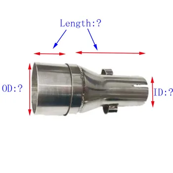 Custom motociklu izplūdes gāzu vidējo posmu cauruļu dažādu izmēru izplūdes vidū cauruļu adapteri, pielāgots