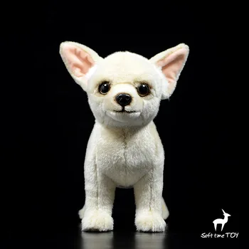 Reālajā dzīvē plīša Chihuahua lelle, rotaļlietas, bērnu svētku dāvanas mīkstās rotaļlietas suņiem klāt