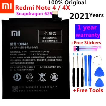 XiaoMi Jaunu Oriģinālu Nekustamā 4100mAh BN43 Akumulatoru Xiaomi Redmi Piezīme 4X 3G+32G / Par Redmi 4. Piezīme pasaules Snapdragon 625