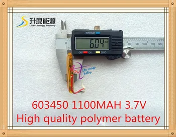 Li polimēru uzlādējams akumulators 3,7 V 603450 Litija polimēru akumulators 1100mAh 603450 ( izmērs: 6*34*50mm)