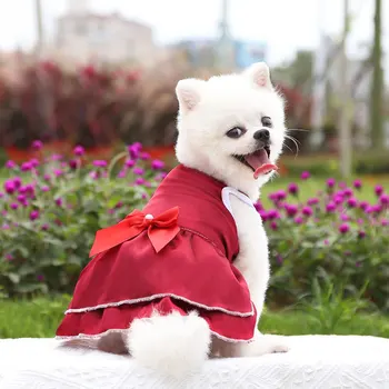 Suns Kleitu Jaunā Pavasara Vasaras Pleds Svārki Bowknot Kāzu Princese Kleita Pet Cat Apģērbu Maziem Suņiem Chihuahua York Apģērbi