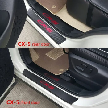 Augstas Kvalitātes Oglekļa Šķiedras Auto Durvis, Palodzes Priekš mazda CX-5 CX5 laipni pedāli slieksni oglekļa šķiedras Aizsargā Uzlīmes 8pcs