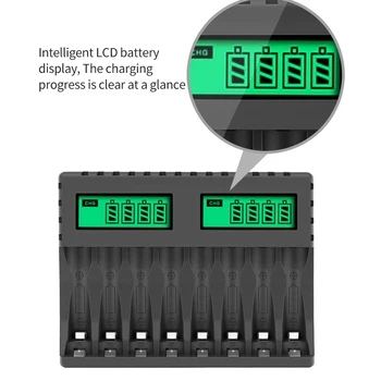 PUJIMAX Akumulatoru Lādētājs Ar 1300mAh 4GAB AA Baterijas Komplekti Smart LCD Displeju, 1,2 V AA/AAA Ni-MH/Ni-Cd Akumulators