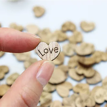100gab Zemniecisks Koka Tiny Love Hearts-Formas Koka Šķēles Konfeti Amatniecības Kāzu Rotas Tabula Izkliedes Rotājumi