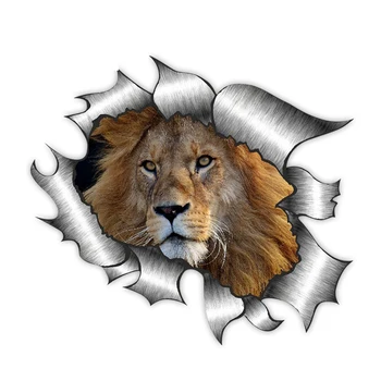 1 Gab. Ripped Ieplīsis Metāla Konstrukcijas ar Lauvu Motīvs Ārējās Vinila Auto Uzlīmes Windows Bufera 13 X 6.3 cm