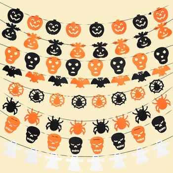 3M neausti Audumi Halloween Banner Karogu Ķirbju Spoku Vainags Black Orange, lai Laimīgs Halovīni Puse Rotājumi
