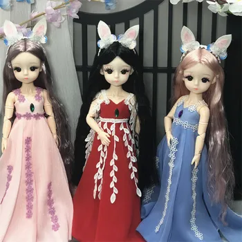 30cm Lelles 3D Acis Ķīniešu Princese Lelles Rotaļlietas ar Piederumiem, Apģērbu, Rotaslietas 12 Kustamo Savienota Meitene Lelle, Rotaļlietas Meitenēm Dāvanas