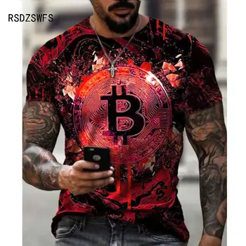 Bitcoin 3D Drukas Vīriešu T Elpojošs Gadījuma Fitnesa Apģērbi Vīriešiem Īsām Piedurknēm Sporta Tshirt Lielajam O Kakla Zaudēt Vīriešu Apģērbs