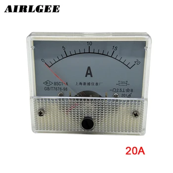 85C1 DC 0-20A Analog Ammeter Precizitāti 2.5 Klases Analogais Panelis Ampmeter Metru Balts