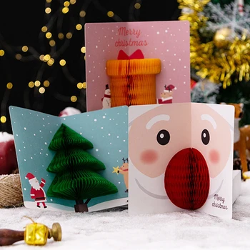 3D Pop UP Santa Claus, Sniegavīrs Priecīgus Ziemassvētkus Koku Apsveikuma kartiņu Ar Aploksnē, Puse Ielūgumus, Dāvanas, Jaunais Gads, Pastkarte