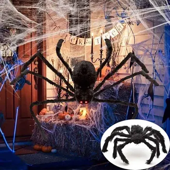 30cm/50cm/75cm/90cm/125cm/150cm/200cm Black Spider Halloween Puse Apdare Haunted House Prop Iekštelpu Āra Milzu Dekori