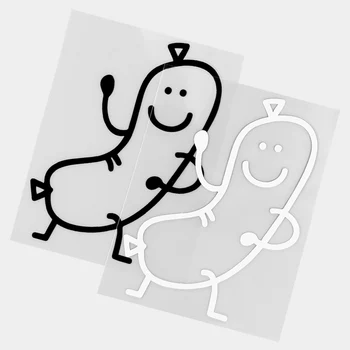 YJZT 10 X 13.7 CM Smieklīgi Desu Karikatūra Vinila Decal Creative Auto Uzlīmes Ķermeņa Apdare Melna / Sudraba 20B-0485