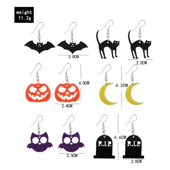 Halloween Akrila Auskari Sievietēm, Meitenēm, Melns Kaķis Half Moon Bat Spoku Vilināt Auskari Mini Sieviešu Puses Kluba Modes Rotaslietas