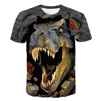 Dinozauru Pasaules Klasiskās Piedzīvojumu Filma Atdzist Dinozaura Galvas 3D Druka T kreklu Zēni Meitenes Hiphop Tee T Zēns Streetwear Drēbes