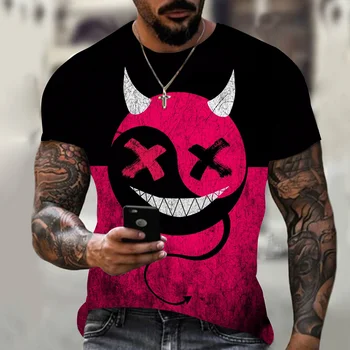 Vasarā Jauni XOXO Smiley Sejas Modelis, 3D Druka, T-krekls Vīriešiem Modes Ielu Ikdienas Sporta Krekls Vīriešu O Kakla Lielgabarīta T Krekls