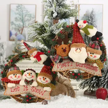 Ir 2021. Ziemassvētku Rotājumi Ziemassvētku Vainags Rotangpalmas Vainags Sniegavīrs Elk Vīnogulāju Gredzenu, Kulonu Ziemassvētku Rotājumi Mājas Logu, Durvju