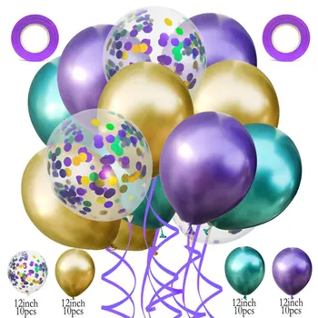 1 Iestatiet Baloniem, Konfeti MARDI GRAS Partijas Apdare Bērniem Pieaugušo Metāla Balons Hēlija Bumbu Puse Dekori