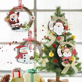 Ziemassvētku Vainags Mazā Santa Claus, Sniegavīrs Elk Ziemassvētki Kulons Priecīgus Ziemassvētku Dekori Mājas Naviidad Koku Oranments Piederumi