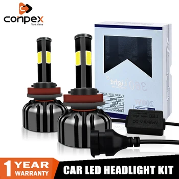 Conpex Auto Spuldzes H1, H7 LED Canbus H8, H9 HB3 HB4 H11 H4 Led Lukturu Auto Gaismas 5600LM 56W 6000K Turbo 12V COB Mikroshēmas 2gab Lampas