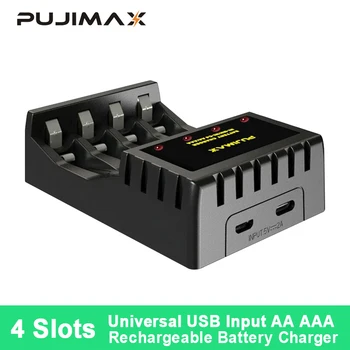 PUJIMAX Saprātīga AA/AAA Akumulatoru Lādētājs Karstā Pārdošanas Ar LCD Smart Displejs 4 Slots Ni-MH, Ni-Cd Akumulatori Aksesuāri