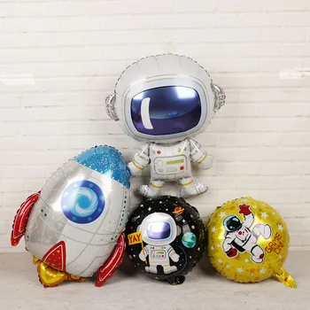1set Kosmosā rotājumi puse Astronauts baloni Raķešu zvaigzne forma Puiku Dzimšanas dienas svinības Dekors Bērniem dāvanas, hēlija globos