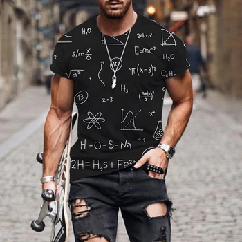 Vasaras 3D drukāšanas matemātiskā formula Vīriešu T-Krekls Modes O-veida Kakla Gadījuma Tendence Īsām Piedurknēm Lielgabarīta T-Krekls Topi Streetwear