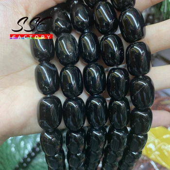 Dabas Black Agates Bungas Barelu Formas Pērles Unikālā Dizaina DĀRGAKMENS Rotaslietas Piederumu Rīsu Formas Agates 13x18mm 10x14mm