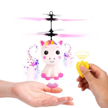 Lido Unicorn Rotaļlieta Ar LED Gaismas Puses Kontrolētas Unicorn Helikopteru Rotaļlieta, LED Gaismas, Infrasarkano Indukcijas Dūkoņa Bērniem lidojoša Rotaļlieta