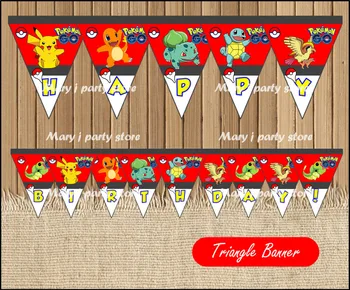 Pokemon, Ej Banner Baby Dušas Pokemon Iet Dzimšanas Dienas Svinības Rotājumus Bērniem Event & Puses Piegādes Trianglees Puse Izdrukājamu