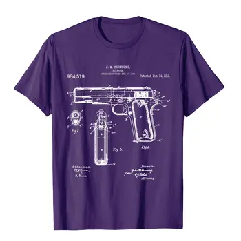 John Browning 1911 Patentu Zīmēšanas Pro Ieroci Krekls T-Krekls Mens Populārs Ģimenes Tees Kokvilnas Top T-Krekli Pasūtījuma