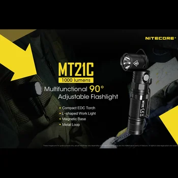 Sākotnējā NITECORE MT21C Lukturīti CREE XP-L HDV6 LED 1000LM 90° Regulējams Ar NL1835 Akumulatoru, Noderīgu Troch Laternas