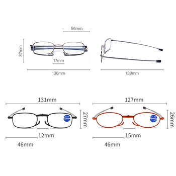 Portatīvo Vīrieši Sievietes Locīšanas Lasīšanas Brilles Modes MINI Dizains Mazu Brilles Rāmi Melnā Metāla Glāzes Ar Oriģinālajā Kastē