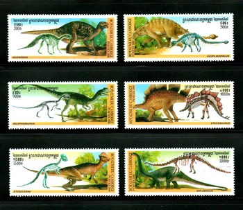 6Pcs/Set Jaunu Kambodža Pasta Zīmogs 2000 Aizvēstures Dinozauru Zīmogi MNH