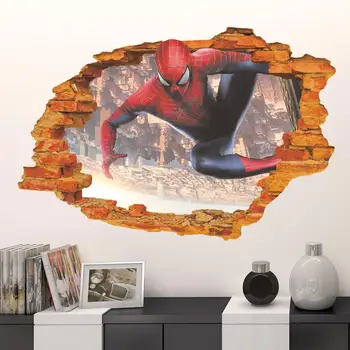 Spiderman Uzlīme, Sienas Pusaudžu Istabas Dekori Lekt Grants 3D Līmi Tapetes Mājas Dekorēšanas Piederumi Dzīvojamā Istaba Zēns Mazulis