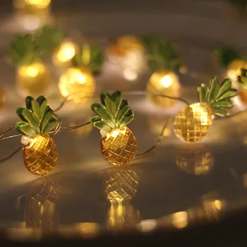 Ananāsu formas vara lampas augļu lampas led string apgaismojums vara dekoratīvās lampas