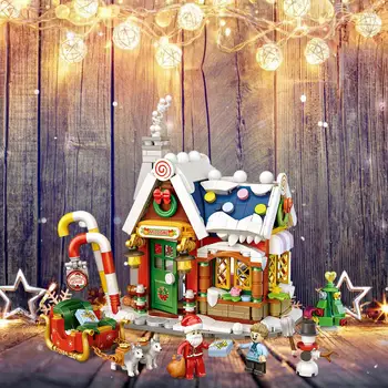 788pcs Bērniem Mini Bloki Arhitektūras Priecīgus Ziemassvētkus House Santa Sniegavīrs Ziemsvētki Koks Celtniecības Bloki, Ķieģeļi, Rotaļlietas Izglītības Puzzle