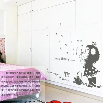 Spilgta Karikatūra meitene pūš burbuli, sienas uzlīmes, viesistaba, guļamistaba dekorēšana, modernās mākslas mūra sienas uzlīmes bērniem numuri