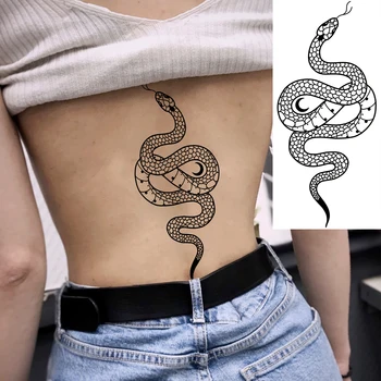 Black Snake Apakšdelma Pagaidu Tetovējumiem Sievietēm Pieauguši Vīrieši Čūskas Mēness Reāli Viltus Tetovējums Stilīgs Ūdens Nodošanu Tatoos Papīra