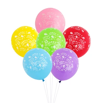 10pcs 12 Collu Happy Birthday Iespiesti Lateksa Balonu Sajauc Krāsas Lateksa Baloni Dzimšanas dienas svinības Apdare Piepūšamās Gaisa Ballons