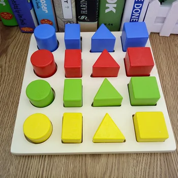 JaheerToy Koka Rotaļlietas Montessori Izglītības Rotaļlieta Bērniem, Ģeometrisko klucīšu Kāpnes Pārī Bloki Dāvanas