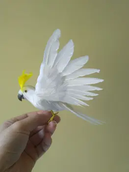 Mazo cute simulācijas balts papagailis rotaļlietas putas&kažokādas spārniem kakadu modeli par 20x28cm
