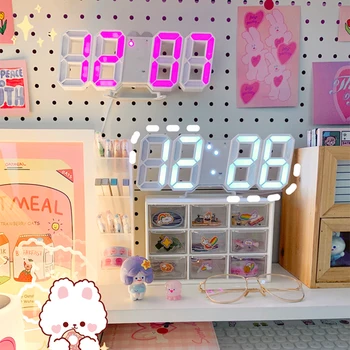 Korejas Sienas pulkstenis LED Galda pulkstenis Ciparu Signālu Sienas Pulkstenis, Dienas, Temperatūras Automātisko Apgaismojumu Mājās Dekorēšanas Radošā Pulksteņi