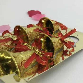 6pcs Jaunu Ziemassvētku Piederumi Bell Dāvanu Kastē Apdare DIY Zelta 5cm Kulons Ziemassvētku Rotājumi Koks