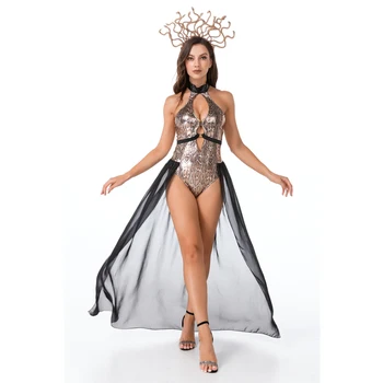 Grieķu mitoloģijā Medusa Cosplay Sieviešu Sexy, Čūska, Sieviete, Dievs Viduslaiku Halloween Kostīmi Lomu spēles Karnevāls Puse Apģērbs
