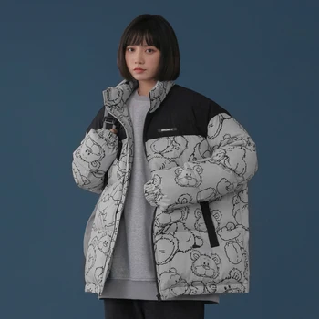Lobīšana karikatūra līmēšana sprāgstvielu kokvilnas jaka ir 2021. jaunu stilu sieviešu ziemas īss, biezs kokvilnas jaka